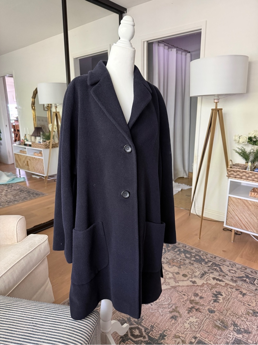 Luciano Barbera cashmere wool blend navy Single-Breasted Coat